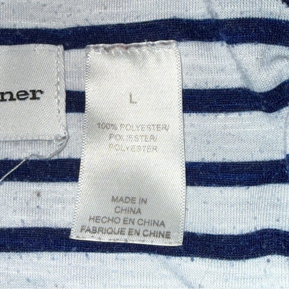 Alfred Dunner Navy Stripe Floral Tee Short Sleeve Casual Summer Top L - Picture 6 of 8